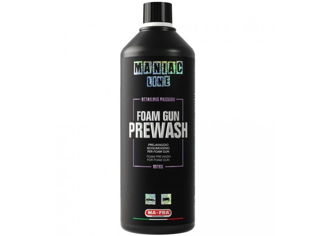 Maniac Line Foam Gun Prewash | předmycí pěna pro pěnové pistole 1000ml Silně alkalický předmycí přípravek (pH > 12) pro odstranění mastnoty a silniční špíny